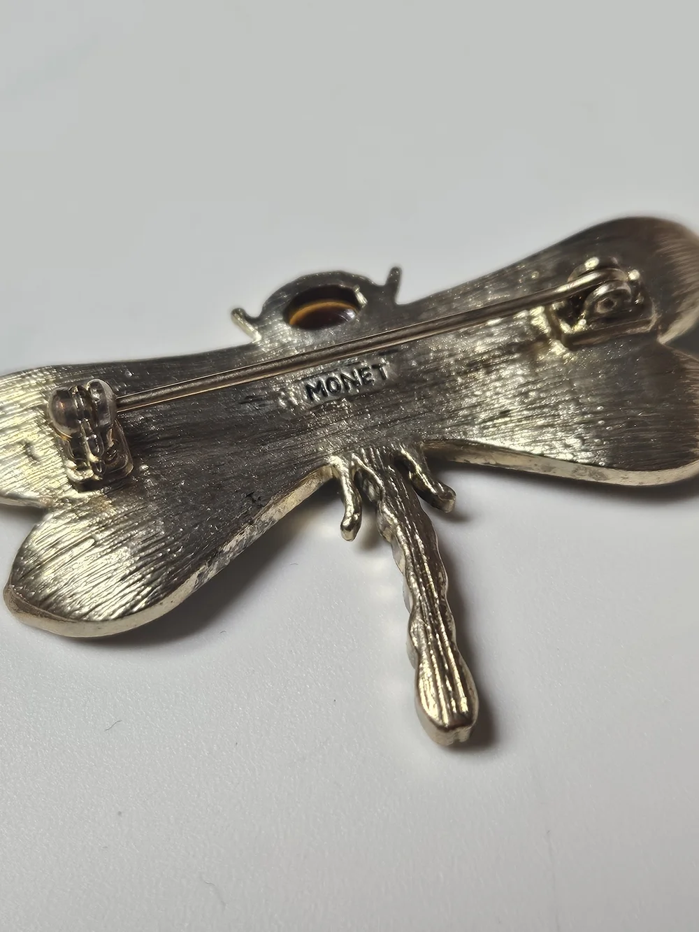 Monet Dragonfly Brooch with Amber and Yellow Accents